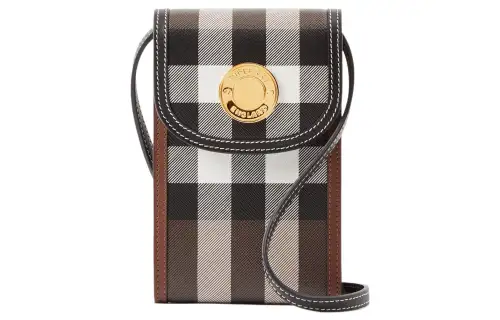 Burberry Polyurethane Shoulder Bag, Crossbody Bag Cell Phone Pouch Unisex Dark Umber