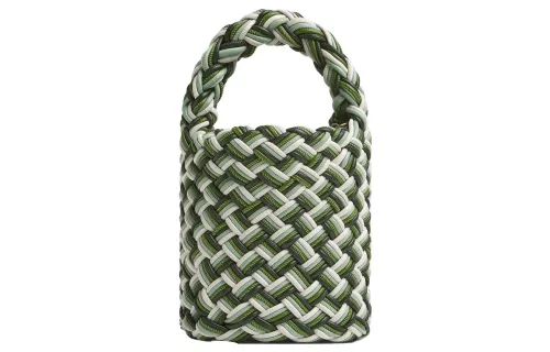 Bottega Veneta Kalimero Lambskin Bucket Bag, Shoulder Bag, Crossbody Bag, Handbag Women's Dark Green Mixed Color