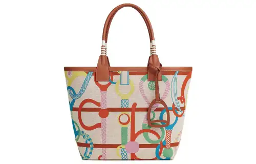 HERMES Steeple Canvas With Swift Leather Handbag Women's Multicolor