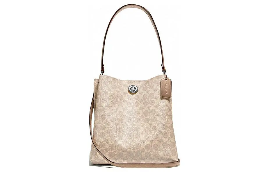 COACH Charlie PVC Bucket Bag, Portable Crossbody Bag, Shoulder Bag Small Women's Khaki