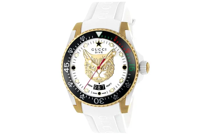 GUCCI Wrist Watches Quartz Movement Rubber Strap 40mm White Dial Women's Watch 200m Waterproof