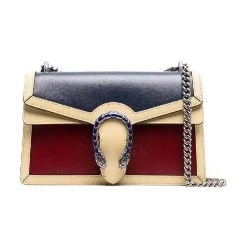 GUCCI Cow Leather Chain Bag, Portable Crossbody Bag, Shoulder Bag Regular Women's Blue & Red