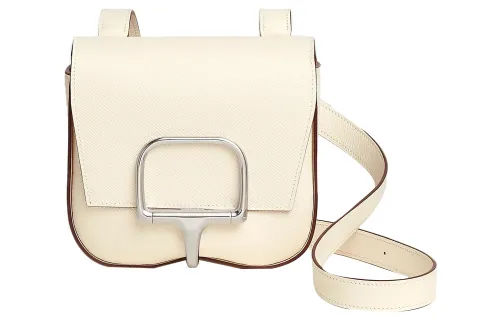 HERMES Della Cavalleria Silver Tone Buckle Epsom Calfskin Crossbody Bags Mini Women's 12 Nata Cream White