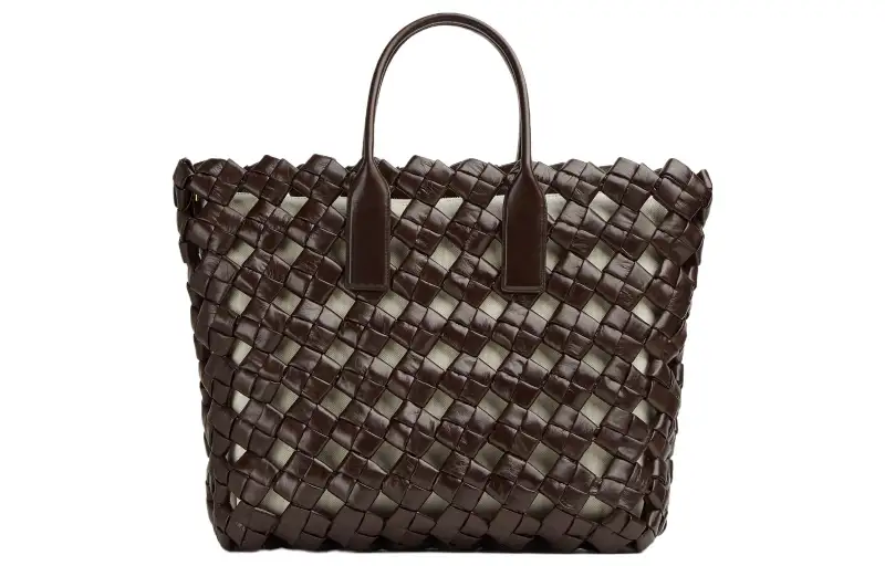 Bottega Veneta Calfskin Tote Bag, Shopping Bag, Shoulder Bag, Crossbody Bag, Handbag Large Women's Dark Brown