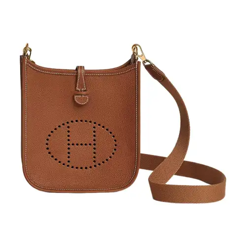 HERMES Evelyne Cow Leather Crossbody Bag, Shoulder Bag 16 Women's Light Umber/Gold