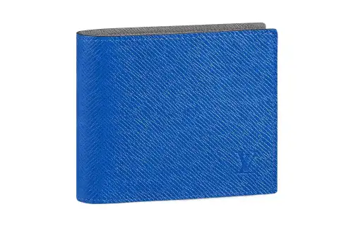 LOUIS VUITTON Taiga Cow Leather Card Holder, Wallet Men's Blue
