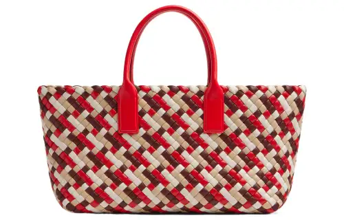 Bottega Veneta Lambskin Tote Bag, Shopping Bag, Handbag Small Women's Red
