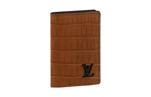 LOUIS VUITTON Crocodile Leather Card Holder, Wallet Men's Brown