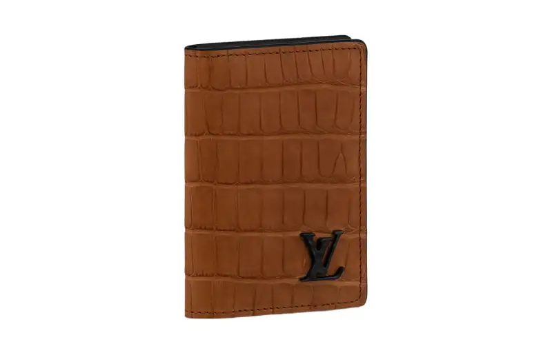 LOUIS VUITTON Crocodile Leather Card Holder, Wallet Men's Brown