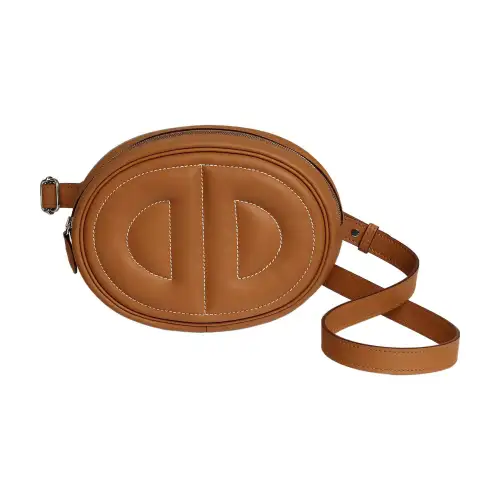HERMES In The Loop Calfskin Clutch, Shoulder Bag, Crossbody Bag, Fanny Pack Regular Women's 37 Glod Gold Brown