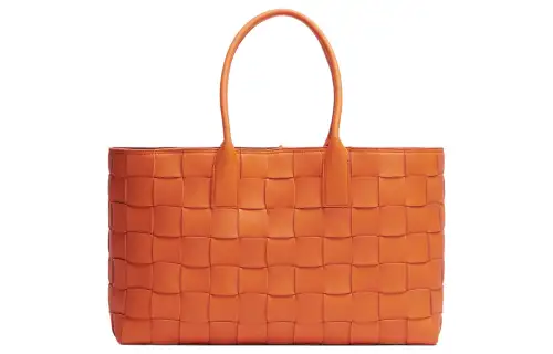 Bottega Veneta Cabat Lambskin Tote Bag, Shopping Bag, Handbag Large Women's Light Orange/Caramel