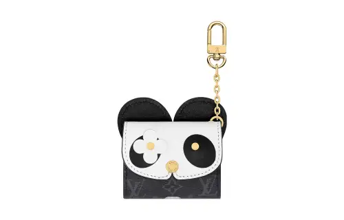 LOUIS VUITTON Coated Canvas With Leather Earphone Case Unisex Black/White