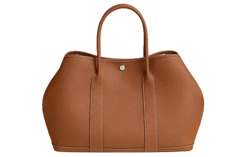 HERMES Garden Party Negonda Calfskin Handbag 36 Women's 37 Gold Brown