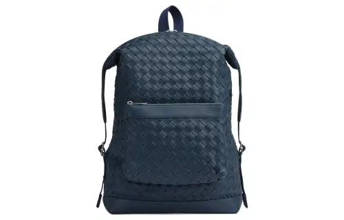 Bottega Veneta Cow Leather Backpack Medium Men's Dark Blue