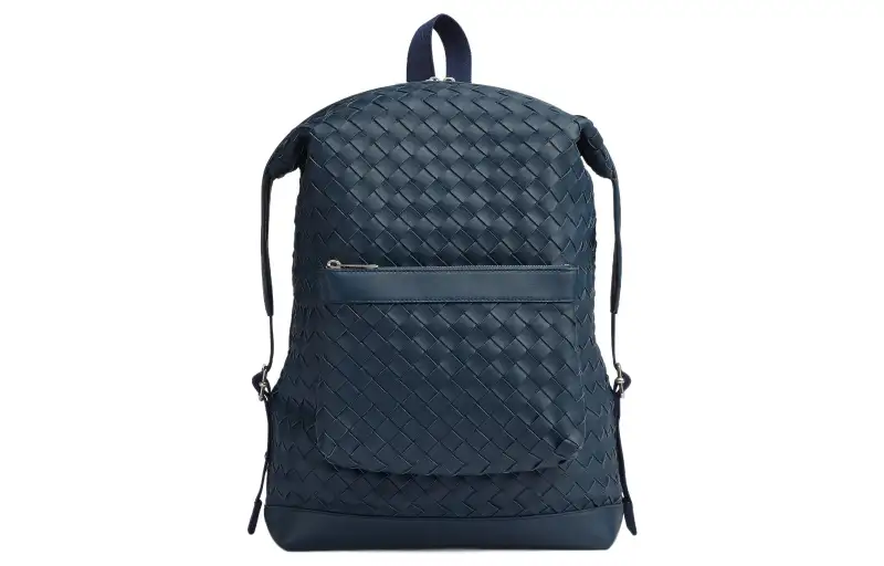 Bottega Veneta Cow Leather Backpack Medium Men's Dark Blue