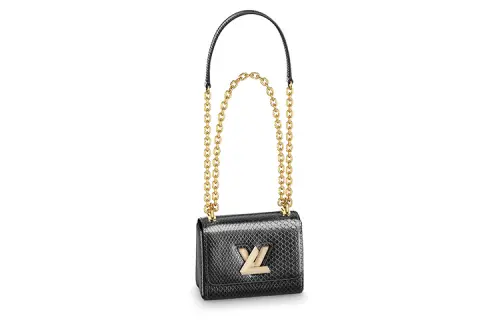 LOUIS VUITTON Twist Python Skin Shoulder Bag, Crossbody Bag Mini Women's Black