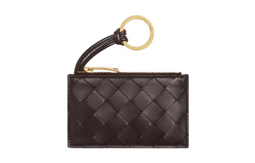 Bottega Veneta Lambskin With Cow Leather Card Holder Key Pouch Women's Magic Purple