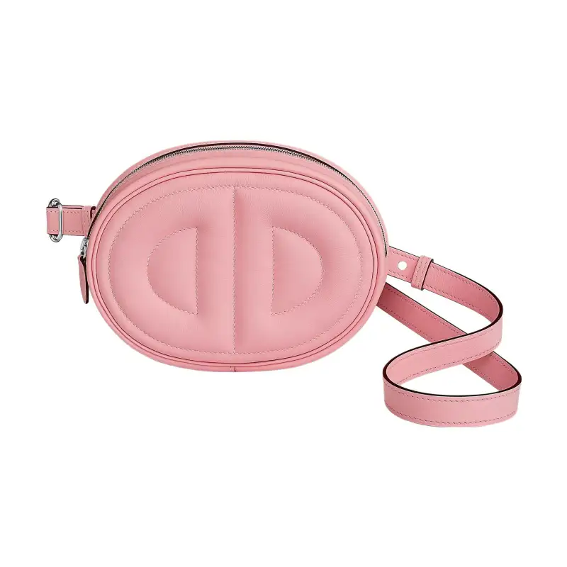 HERMES In The Loop Zip Closure Swift Calfskin Pig Nose Fanny Pack Regular Women's Cherry Blossom Pink