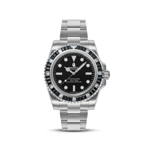 Bape Type 1 Bapex Crystal Stone Watch Silver White