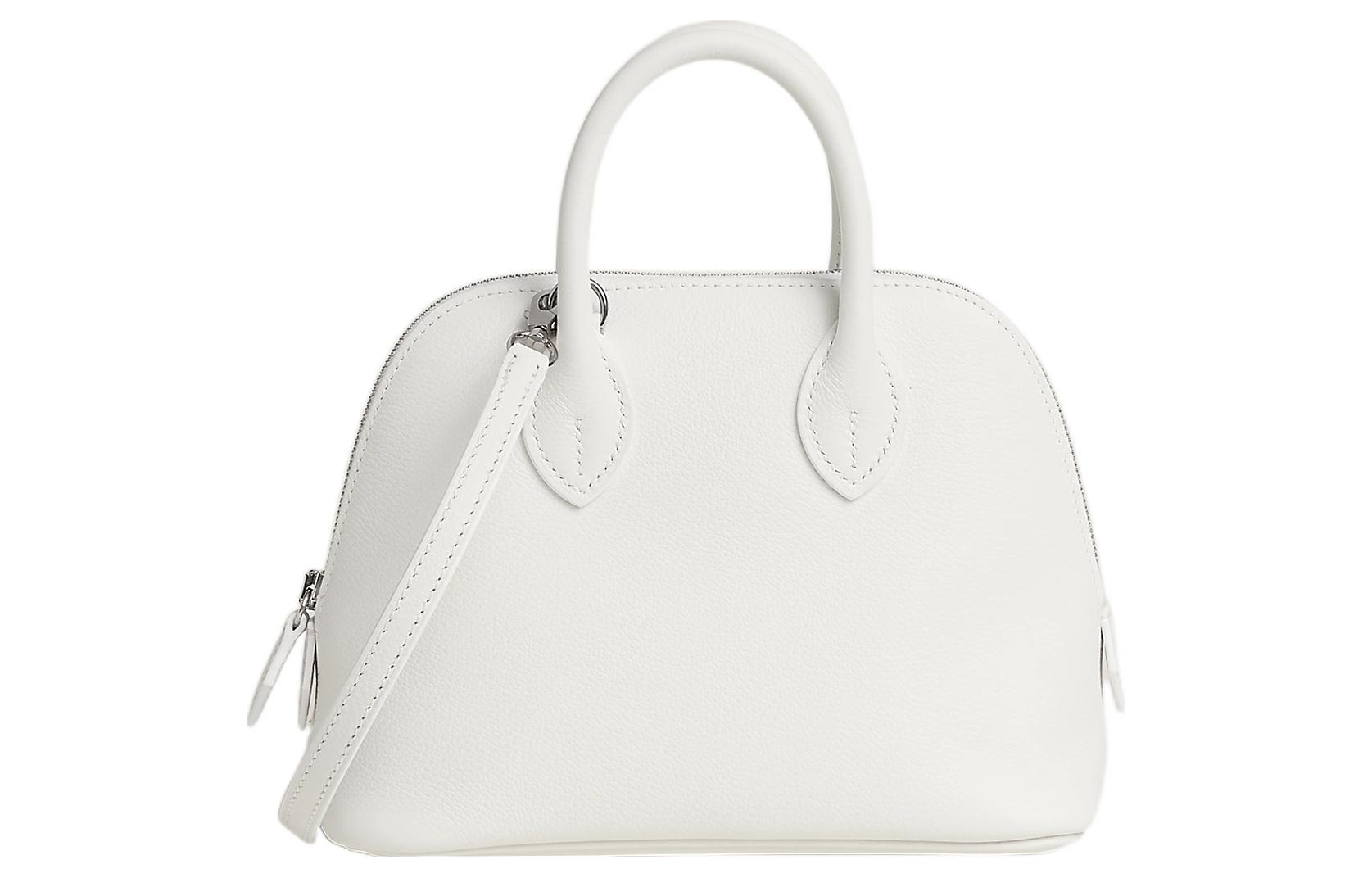 HERMES Bolide Silver Tone Buckle Evercolor Calfskin Bowling Bag, Handbag, Shoulder Bag, Crossbody Bag Mini Women's