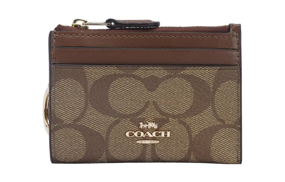 COACH PVC ID Holder, Key Pouch, Card Holder Mini Women's Brown Monogram