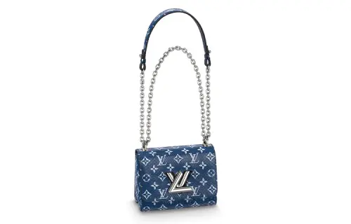 LOUIS VUITTON Twist Python Skin Shoulder Bag, Crossbody Bag Small Women's Dark Blue