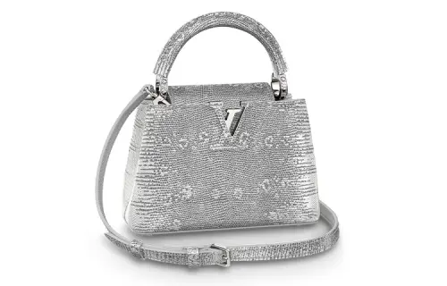 LOUIS VUITTON Capucines Lizard Skin Shoulder Bag, Crossbody Bag, Handbag Mini Women's Silver
