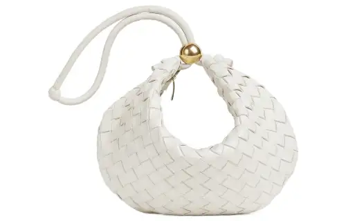 Bottega Veneta Lambskin Clutch Medium Women's White