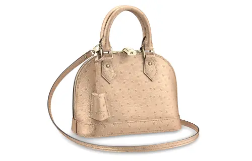 LOUIS VUITTON Alma Ostrich Leather Shoulder Bag, Crossbody Bag, Handbag Small Women's Champagne Rose Pink