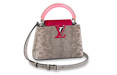 LOUIS VUITTON Capucines Karon Snake Skin Kapsyn Shoulder Bag, Crossbody Bag, Handbag Mini Women's Pink/silvery brown