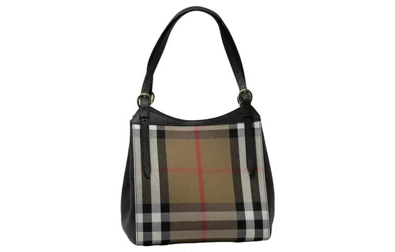 Burberry Canvas With Leather Tote Bag, Shopping Bag, Shoulder Bag, Handbag Regular Women's Black