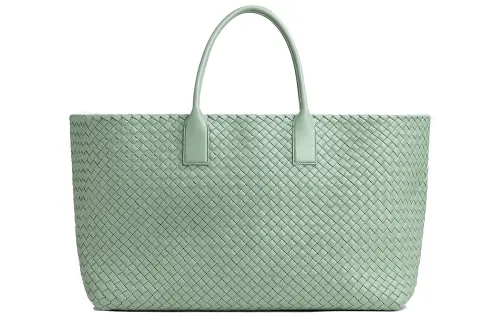 Bottega Veneta Cabat Lambskin Handbag Large Men's Green