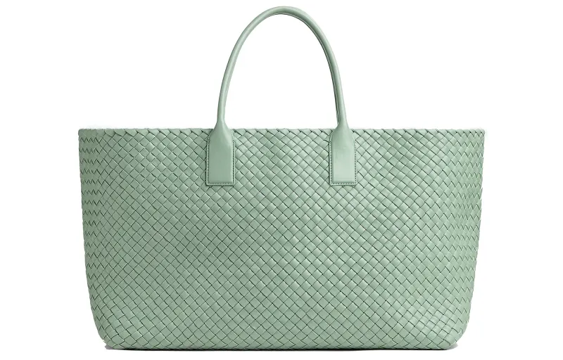Bottega Veneta Cabat Lambskin Handbag Large Men's Green