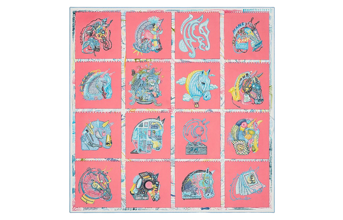 HERMES Chevaloscope Scarves Women's Pink