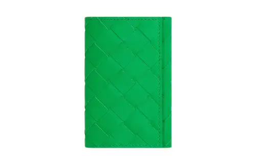 Bottega Veneta Cow Leather Card Holder Key Pouch Men's Parrot Green