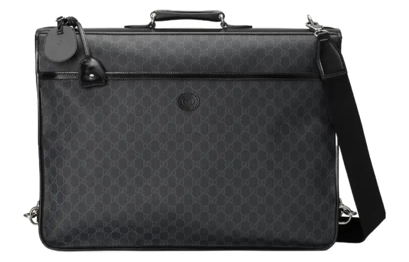 GUCCI Canvas With Leather Handbag Briefcase Men's Black