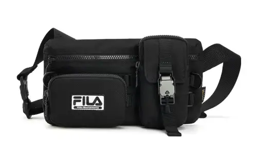 FILA WM Baishan, Collaboration Fabric Shoulder Bag, Crossbody Bag Regular Unisex Black