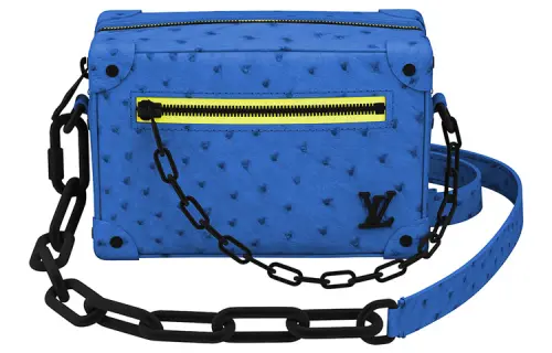 LOUIS VUITTON SOFT TRUNK Ostrich Leather Box Bag, Shoulder Bag, Crossbody Bag Mini Men's Blue