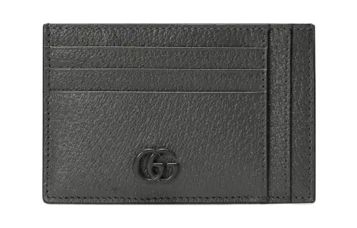 GUCCI GG Marmont Leather Card Holder Men's Gray