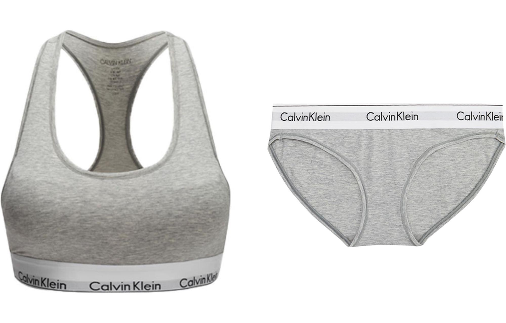 Женский комплект белья CALVIN KLEIN с логотипом (серый)