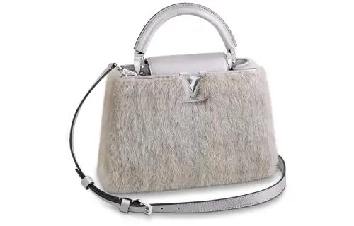 LOUIS VUITTON Capucines Mink Fur Kapsyn Shoulder Bag, Crossbody Bag, Handbag Regular Women's Gray