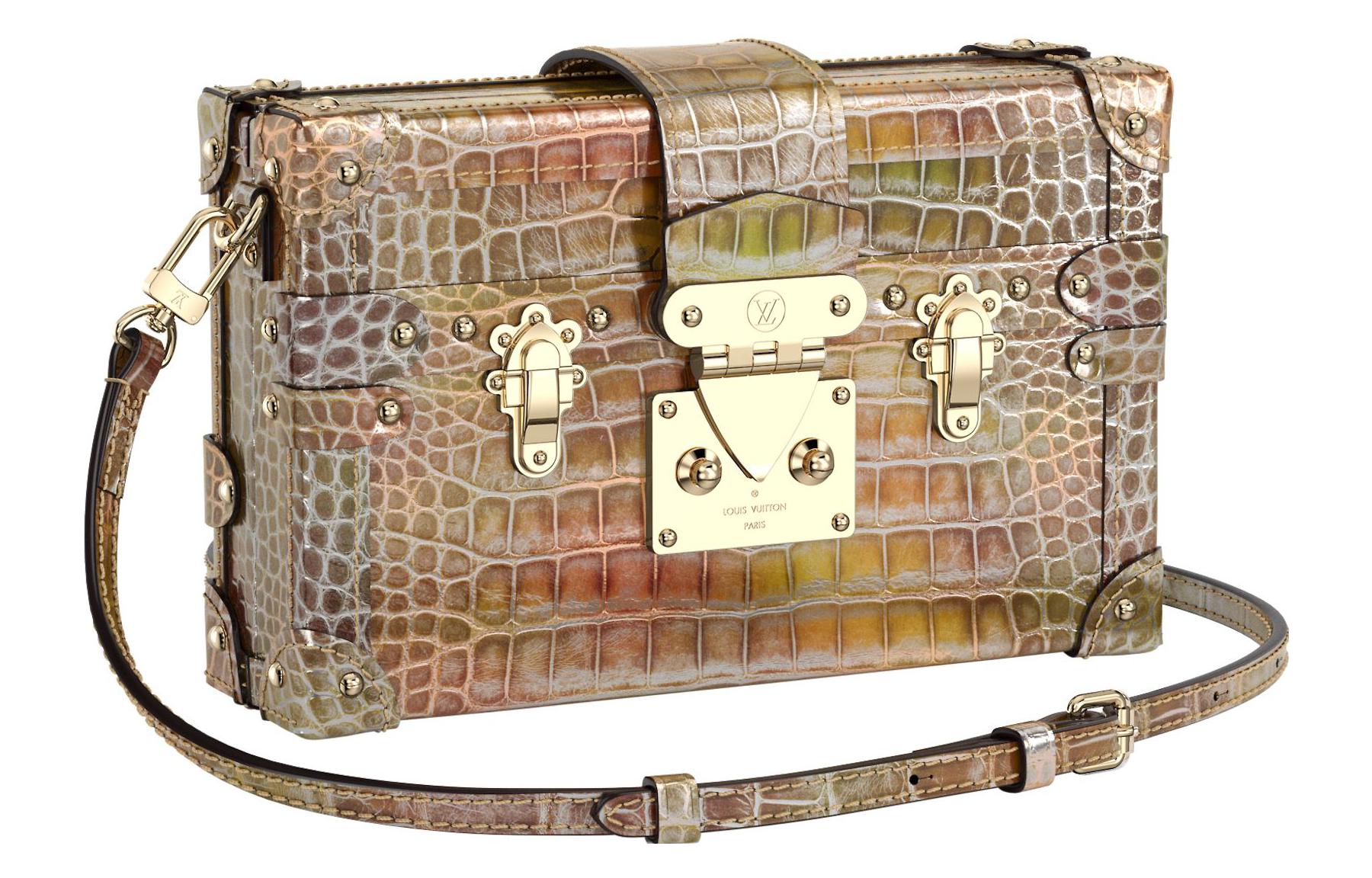 LOUIS VUITTON PETITE MALLE High Gloss Alligator Leather Hard Box Shoulder Bag, Crossbody Bag Women's Multicolor