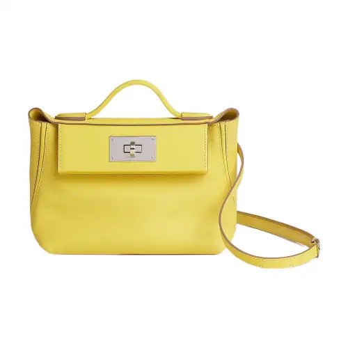 HERMES 24/24 Evercolor & Swift Calfskin Fanny Pack, Handbag, Shoulder Bag, Crossbody Bag Mini Women's 9R Lemon