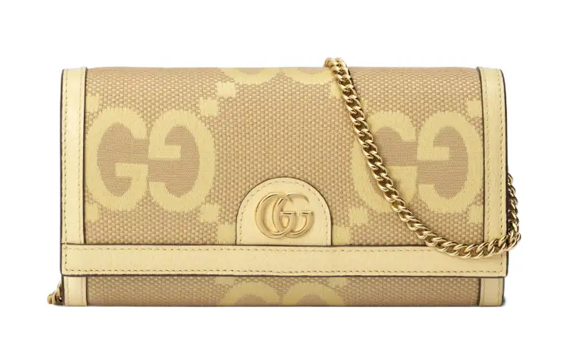 GUCCI Ophidia Canvas With Leather Wallet Large Women's Banana Yellow