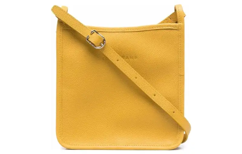 LONGCHAMP Le Foulonné Calfskin Shoulder Bag, Crossbody Bag Small Women's Yellow