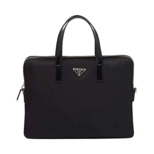 PRADA Saffiano Recycled Nylon With Leather Crossbody Bag, Briefcase Men's Black