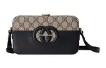 GUCCI Canvas With Leather Shoulder Bag, Crossbody Bag, Handbag Men's Black/Ebony