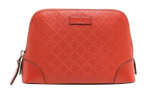 GUCCI Leather Toiletry Bag Clutch Makeup Bag Regular Women's Orange