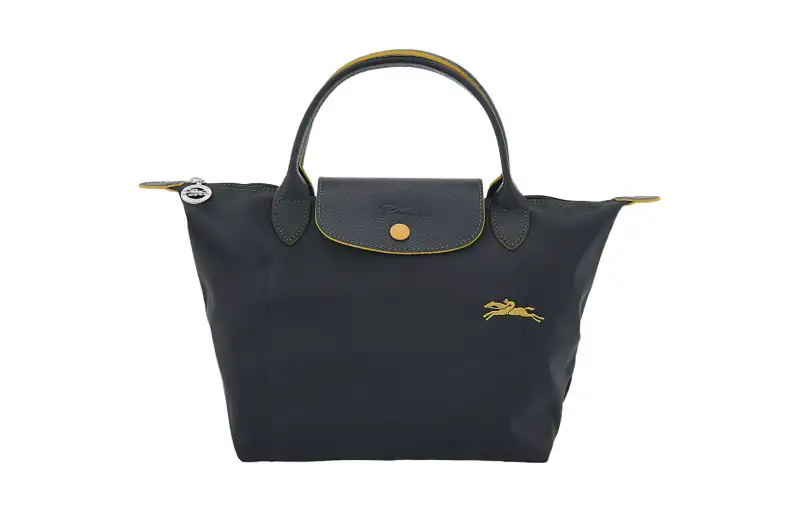 LONGCHAMP Le Pliage Club Canvas With Cow Leather Dumpling Bag, Short Handle Handbag Small Women's Metal Gray