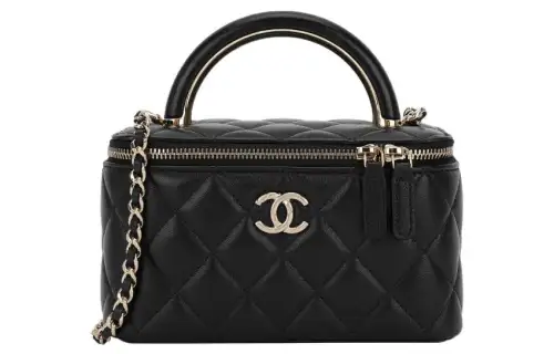 CHANEL Lambskin Makeup Box, One Shoulder Bag, Handbag, Crossbody Bag Women's Black